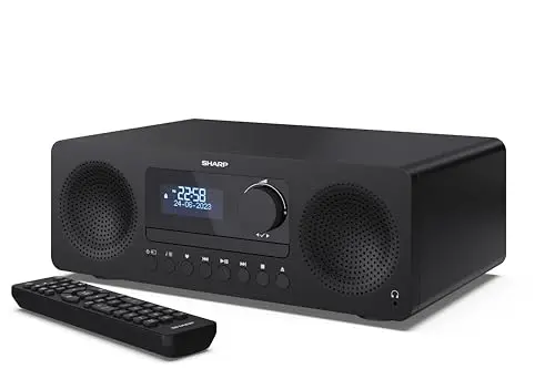 SHARP XL-B720D(BK) Tokyo All in One Soundsystem con Radio Dab+, FM, Bluetooth, CD-MP3, reproducción USB, Conexión de Auriculares, y 60W, Color Negro