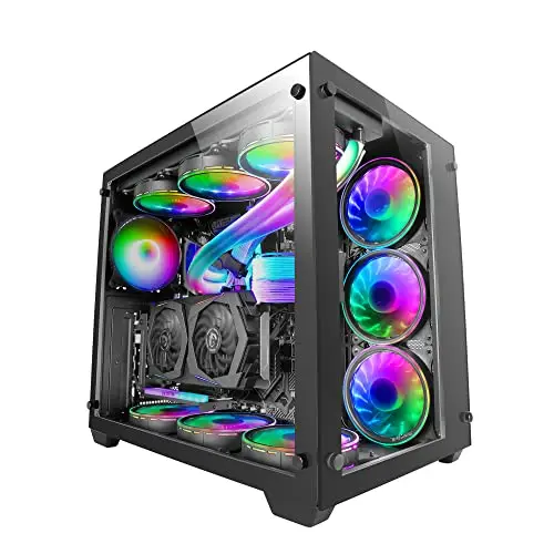 Mars Gaming MCV3, Caja Gaming Custom XXL E-ATX, Ventana Cristal Templado Lateral y Frontal, Estructura Modular Doble Cámara, Negro