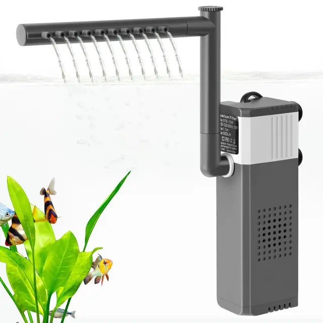 FEDOUR 8W 400LPH Filtro de Acuario Ultrapotente para Pecera de 15-70L, Filtro de Pecera Ajustable 3 en 1 con Esponja Bioquímica, Filtros para Acuario Sumergibles Internos para Tortuga/Gamba/Cría