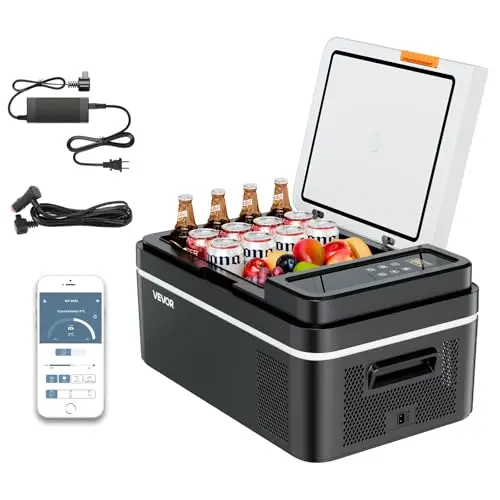 VEVOR Nevera Portátil para Coche 12/24 V CC 100-240 V CA con Compresor, Control de Temperatura de -20 °C a 20 °C, con Aplicación, Congelador de 20 L para Autocaravanas, Camping, Barcos, Pesca