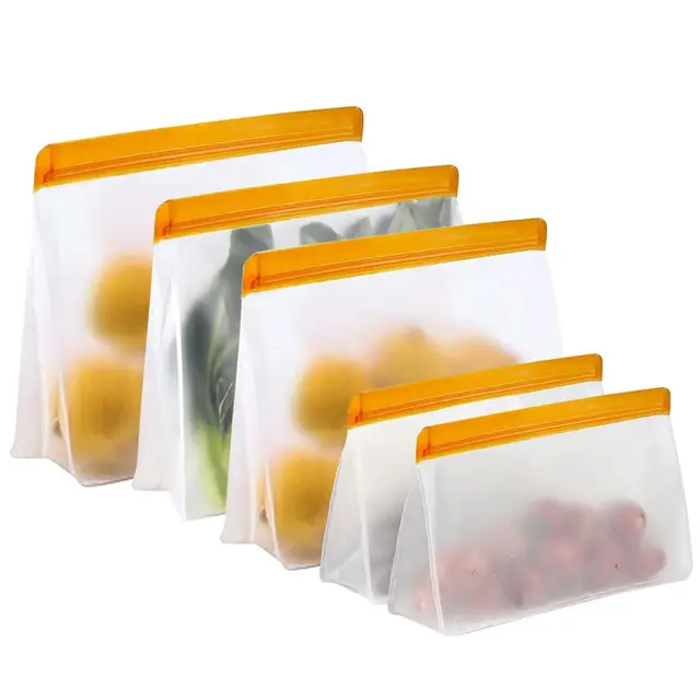 ASISUN Bolsas de Congelación de Silicona Reutilizables Pack de 5