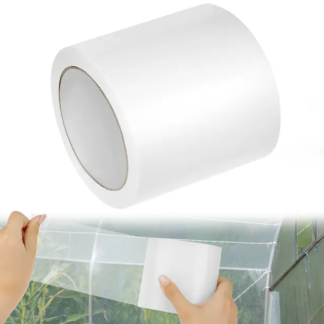QWORK® Cinta de reparación para invernaderos, 100 mm x 25 m, Polietileno Transparente Impermeable, para el Mantenimiento de invernaderos Resistentes a la Intemperie