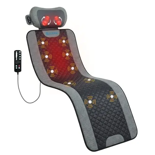 COMFIER Colchoneta Masajeadora Corporal Completo con Calor, Almohadilla de Masaje con 10 Motores y Masajeador Shiatsu Para Cuello, Espalda, Piernas y Cuello, 160 X 56 Cm, Regalo Hombre Mujer