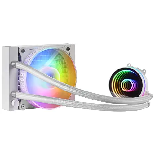 Mars Gaming ML-ONE120, Refrigeración Líquida CPU, TDP 200 W, Espejo Infinito, Ventilador FRGB Silencioso, Multisocket Universal, Blanco