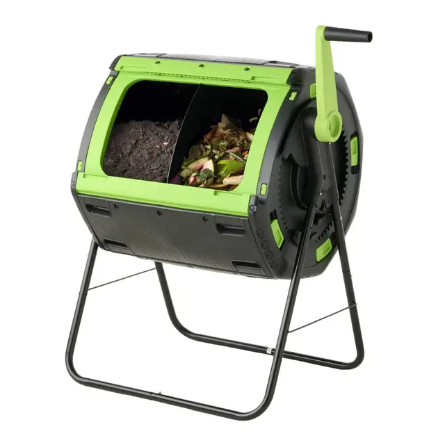 Compostador Rotativo de Doble Celda de Gran Capacidad 180 litros ● Simplifica y acelera el compostaje ● Antiroedores