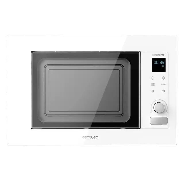 Cecotec Microondas Encastrable de 21 Litros con Grill GrandHeat 2090 Built-In Touch White. 1200 W, Digital, Táctil, 8 Funciones, Temporizador, Interior con Revestimiento Cerámico, Blanco