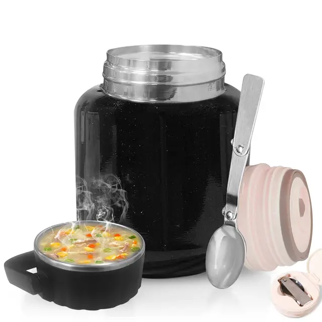 Termo para Comida 900ml, Recipiente Térmico para Alimentos Termo Comida Caliente con Cuchara Plegable Recipiente Térmico para Comida Frasco Tarro de Acero Inoxidable para Adultos y Niños