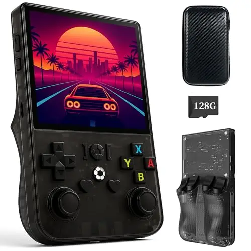 Genzo Consola Portatil Retro R36 Pro 2026 con más de 22.000 Juegos y 128 GB - 30 Emuladores -Pantalla HD IPS de 3.5' - Bateria 4000mah - Funda Regalo