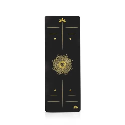Yoga Mat, Edición Dorada Mandala, Esterilla de yoga antideslizante, Materiales ecologicos Colchoneta para pilates y yoga incluye bolsa de transporte