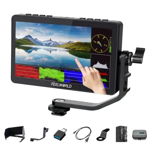 Feelworld F5 Pro V2 6 Pulgadas Monitor de Campo de cámara DSLR 3D LUT con Kit Externo Instale el Equipo IPS FHD1920x1080 4K HDMI / 5V Entrada Tipo c（Incluye batería F750）
