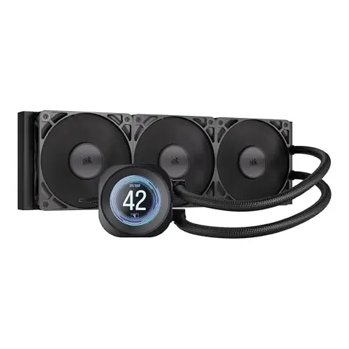 Corsair Nautilus 360 RS LCD Refrigeración líquida de CPU – Pantalla LCD IPS de 2,1",360mm AIO, Bajo Ruido, Daisy-Chain, Intel LGA 1851/1700, AMD AM5/AM4 – Incluye 3 Ventiladores RS120 – Negro