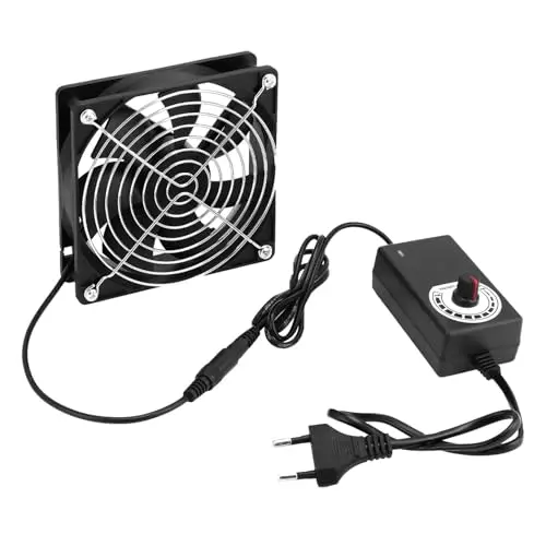 QWORK® Ventilador de caja de 120 mm con control de velocidad, Ventilador de PC sin escobillas 12 V para computadoras, portátiles, cajas de TV y más