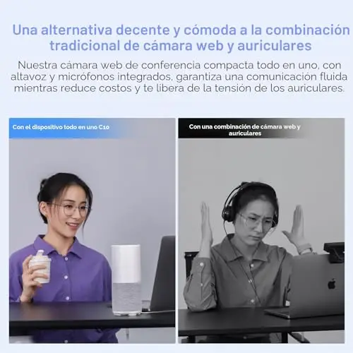 Nuroum C10 Webcam con Micrófono y Altavoz, Full HD Webcam 1080p 30fps, Cámara Web Portátil, 90° Gran Angular, Reducción de Ruido, USB A/C Plug&Play, Camara para videoconferencia/Zoom/Teams/Windows/Mac
