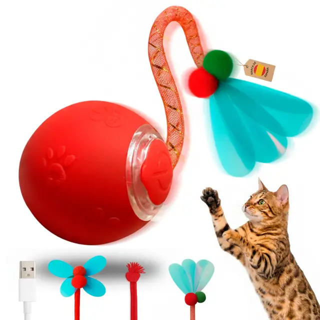 Juguete Interactivo Gato + 2 Colas de Recambio + Cable USB-C | Doble duración de batería | Juguetes para Gatos Interactivo | Juguetes Gatos