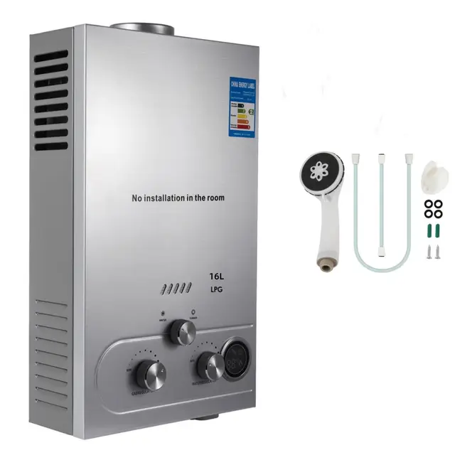 16L Calentador de Agua de Gas GLP Butano y Propano 32KW Calentador de Agua Calentador de Agua LPG Instantáneo Portátil,para Ducha Al Aire Libre,Baño,Camping