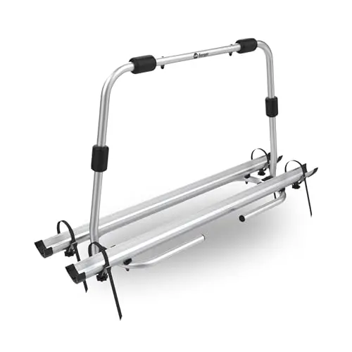 BERGER Portabicicletas para Coche Super XL, Portabicicletas Caravana, Enganche para Remolque, Soporte Trasero para 2 Bicicletas, Bicicleta eléctrica, Bicicleta de montaña, Plegable, Aluminio