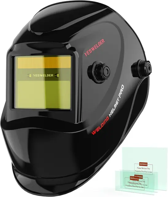 YESWELDER Color Verdadero Careta Soldar Automatica 92.5x42.5mm, Mascara de Soldar Bloqueo de Luz Azul, Capucha Casco de Soldadura Sombra Ancha 4/9-13 para TIG MIG ARC Grind