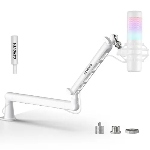 Aokeo AK-55 - Brazo de micrófono ajustable de perfil bajo, adecuado para Blue Yeti, Snowball iCE, HyperX QuadCast, SoloCast, Elgato Wave, etc