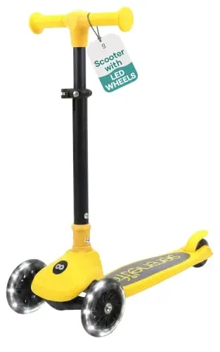 Serenelife Patinete 3 Ruedas para niños, Plegable, Luces LED en Las Ruedas, Manillar Ajustable, Freno Trasero de pie, Soporta hasta 49.9kgs