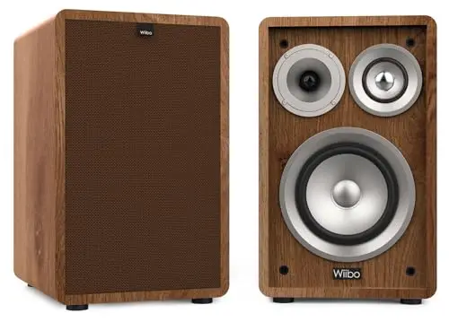 Wiibo Vintage 6 Nogal Altavoces Estantería 3 Vías 100W Pareja