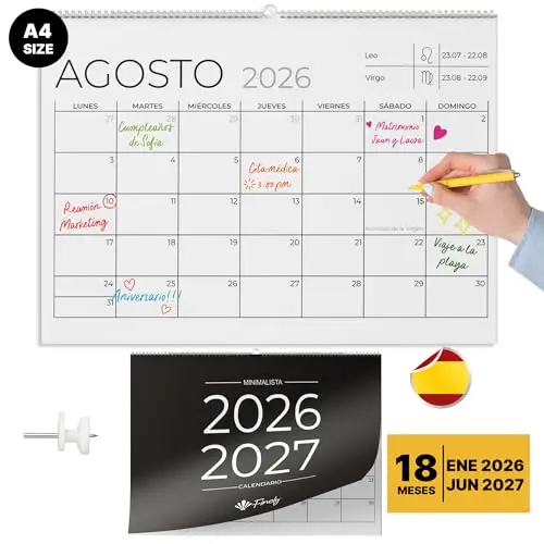 finoly calendario 2026 pared 18 meses