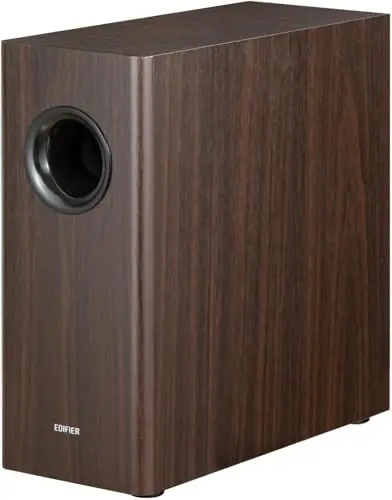 Edifier T5s Active Subwoofer – woofer de 8 pulgadas – 70 W – Filtro de paso bajo – Frecuencia hasta 35 Hz – Carcasa MDF para reducir la resonancia – En espera – Conectores RCA – Diseño atemporal