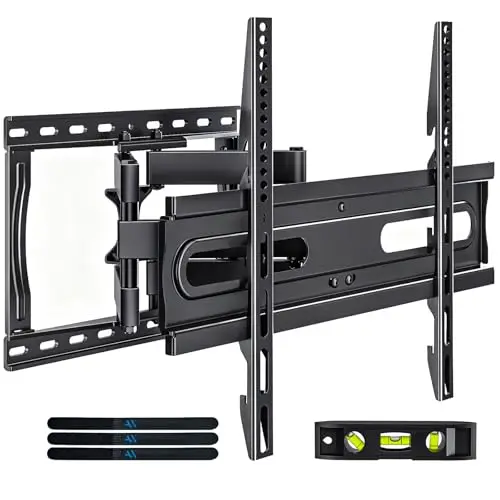 Soporte de pared para TV de 32 a 65 pulgadas, movimiento completo, brazo articulado dual con giro e inclinación, VESA máximo 400 x 400 mm, se adapta a montantes de 8", 12" y 16", soporta 45 kg para