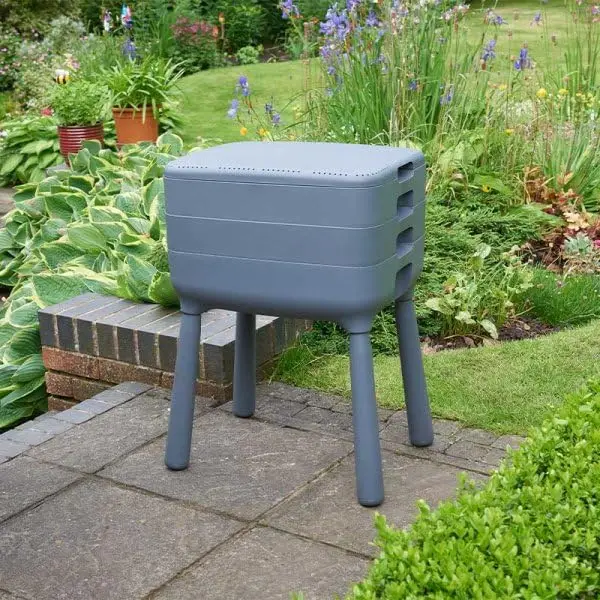 Garden Mile Compostador de lombrices de 3 bandejas, contenedor de compostaje de gusanos al aire libre, kit completo de compostador de gusanos grandes para reciclar residuos de alimentos, composta de