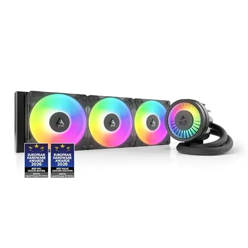 ARCTIC Liquid Freezer III Pro 360 A-RGB - Refrigeracion Liquida PC, AIO para CPU, 3x120 mm, Radiador 38 mm, Bomba PWM, Ventilador VRM, AMD AM5/AM4, Intel LGA1851/1700 Marco de Contacto - Negro