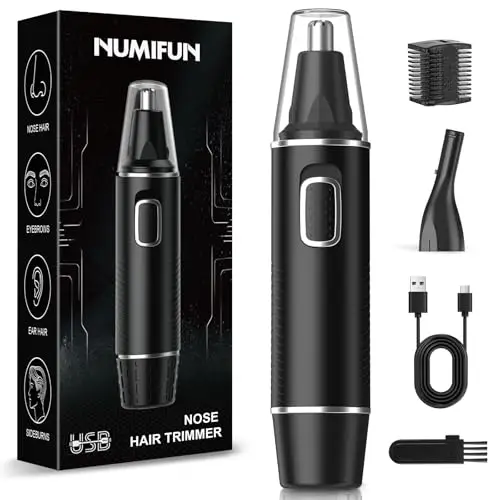 Cortapelos Nariz y Oreja, 2 en 1 Profesional - Recortador Pelos Nariz, Orejas, Cejas y Facial, Quita Pelos Indoloro, Resistente al Agua, USB Recargable, Para Hombre y Mujer