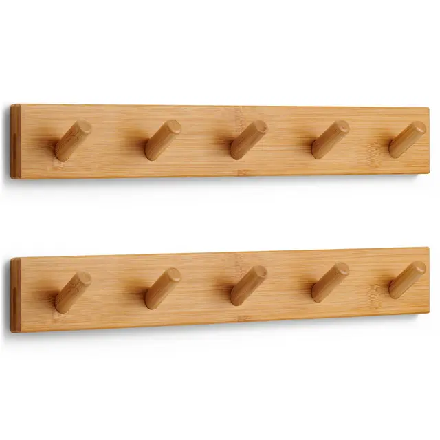 larhn perchero pared madera 5 ganchos
