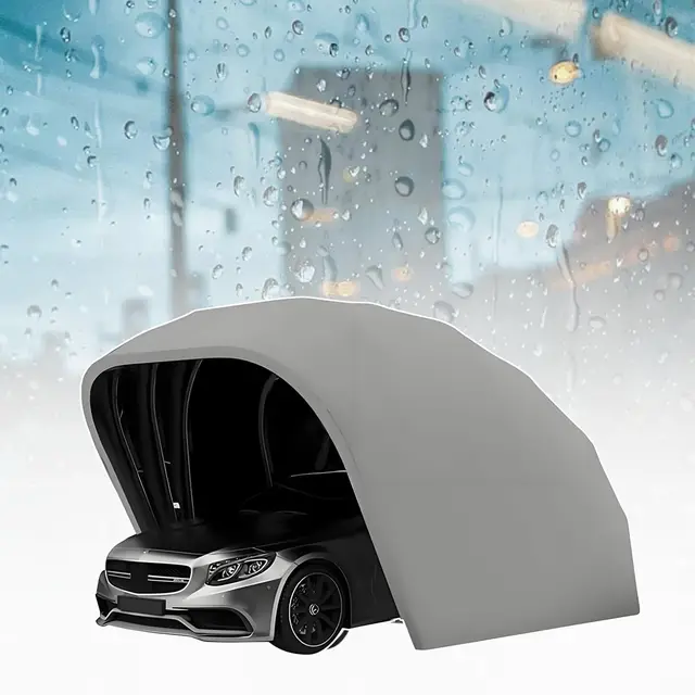 Cochera Retráctil Mejorada, Cobertizo Gris De Acero Inoxidable, Cobertizo Plegable Semiautomático SUV/Automóvil, Tela Oxford De Espesor 600d (5,5 x 2,5 x 2,3 m)