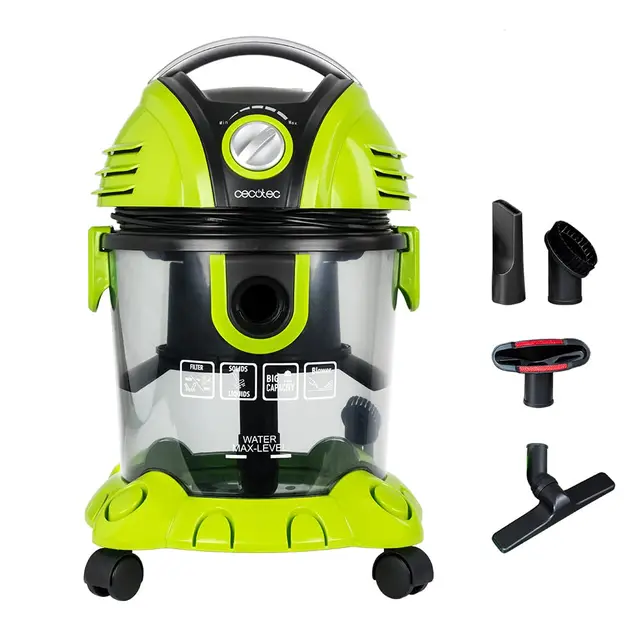 Cecotec Aspirador de Sólidos y Líquidos sin Bolsas Wet&Dry T. 1200W, 7 Metros de Radio de Acción, Capacidad 15 L, Filtro HEPA y Filtro de Agua, Regulador de Potencia, Soplador, 5 Accesorios