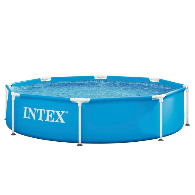 Intex 55242 - Piscina Desmontable Redonda Metal Frame Familiar Color Azul, Medidas Ø244x51 cm, Capacidad 1,828 litros, Material Resistente Triple Capa, Tubular, Infantil
