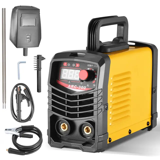 Soldadora 300 Amp,Soldador Inverter,MMA Maquina Soldar,IGBT máquina de soldar portátil de 220 V con soporte para electrodos, ARC Soldador abrazadera de tierra, máscara, cepillo