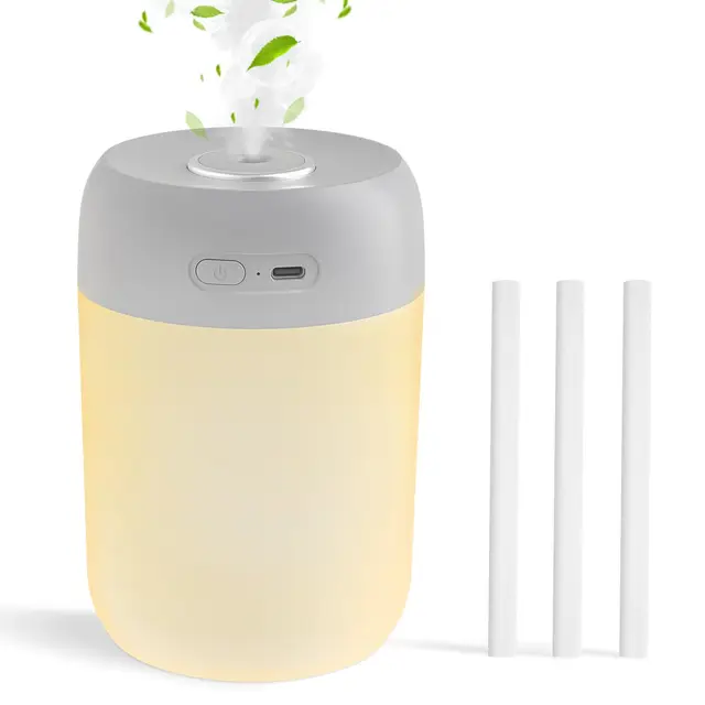 Kissleafe Humidificador de Aire Inalámbrico para Dormitorio interior con luz LED, función de apagado automático y dos modos de nebulización,para Bebe, Plantas, 8h, Duración 28 dB Silenciosa, gris