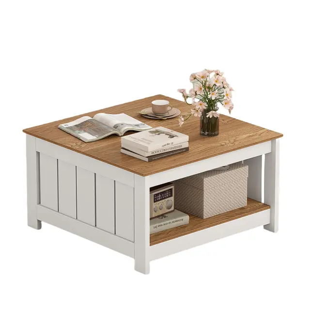 lifezeal mesa centro madera 2 niveles