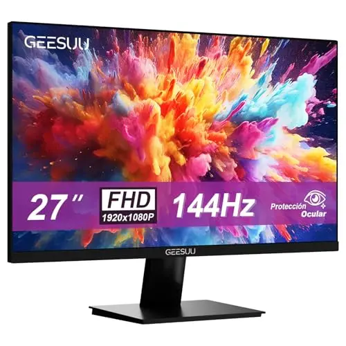Monitor PC 27 Pulgadas, Computer Gaming Pantalla Ordenador 144Hz, Full HD, VESA 75x75mm, VA, 99% sRGB, Baja Luz Azul, HDMI 2.0, DP 1.2