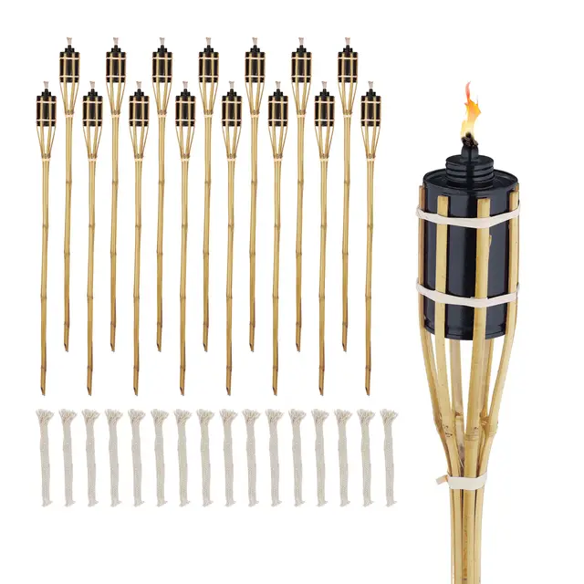 relaxdays antorcha bambú 90 cm set 16