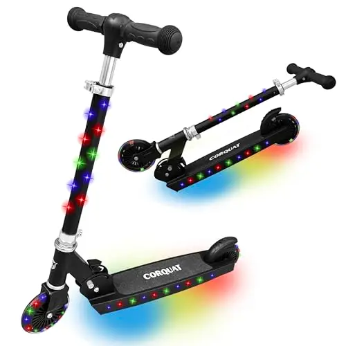 Patinete con Luces led, Patinete Plegable, Altura Ajustable para niños de 3 a 10 años, Scooter Capacidad de Peso hasta 60kg.