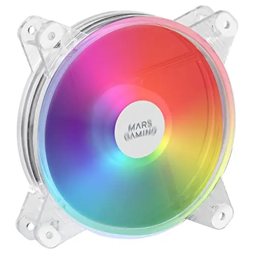 Mars Gaming MFD, Ventilador 120mm CHROMA RGB Dual Automático, Ultra Silencioso 14dB, Conexión Molex 4PIN, Sistema Antivibraciones, Transparente