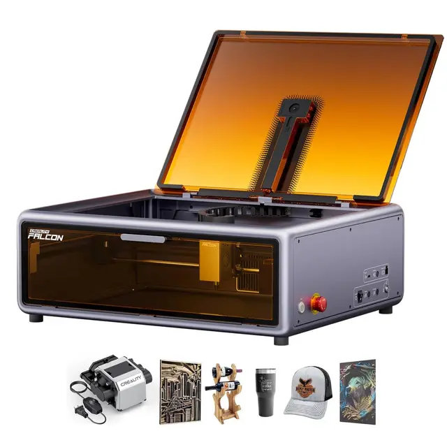 Creality Falcon A1 Grabador Láser 10W, Potencia de 80W, Totalmente Cerrado, 600 mm/s, Posicionamiento Automático con Cámara HD, Ideal para Madera y Metal