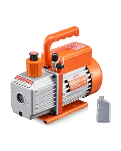 VEVOR Bomba de Vacío 4 CFM de Paletas Rotativas de Una Etapa con Botella de Aceite para Sistemas HVAC, Bomba de Vacío para Mantenimiento de Aire Acondicionado Automotriz, Desgasificación de Resina