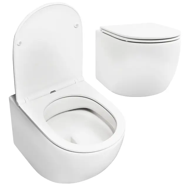 LIFEZEAL Inodoro Suspendido de Cerámica, Sanitarios de Pared con Tapa Extraíble y Cierre Lento, Sistema Doble Descarga Ahorro de Agua, Fácil Limpieza sin Bordes