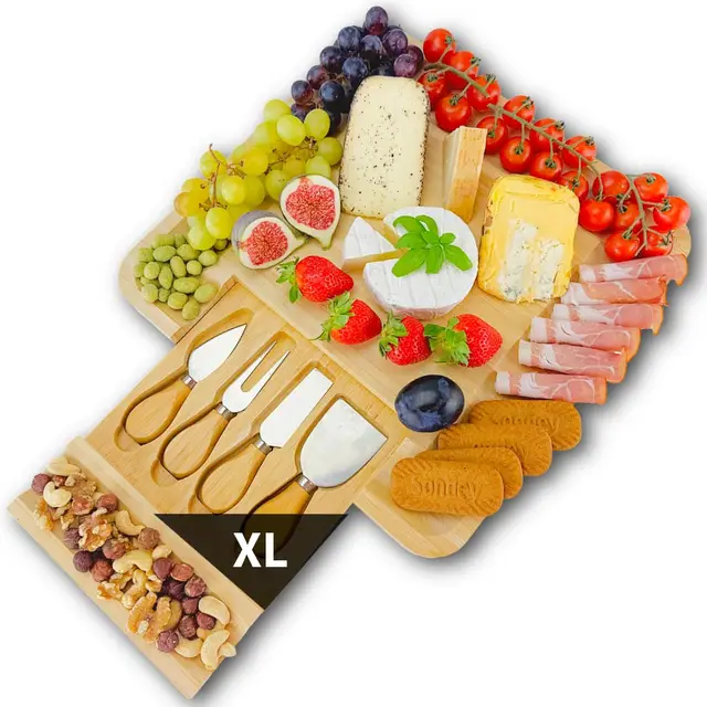 durawe company tabla queso bambú con 4