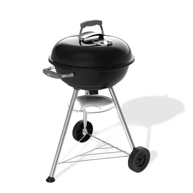 Weber Compact Kettle Parrilla de carbón (versión 2026) / Soporte de Tres Patas con Ruedas, diseño Resistente al Calor y a la corrosión, Parrilla cromada de Tres Capas, 47 cm, Negro