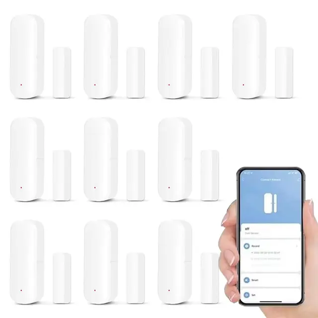 Sensor de Puerta WiFi, 10 Piezas Sensor De Contacto De Ventana Inteligente, Alarma InaláMbrica De Puerta De Ventana para Seguridad del Hogar Y AutomatizacióN del Hogar Inteligente
