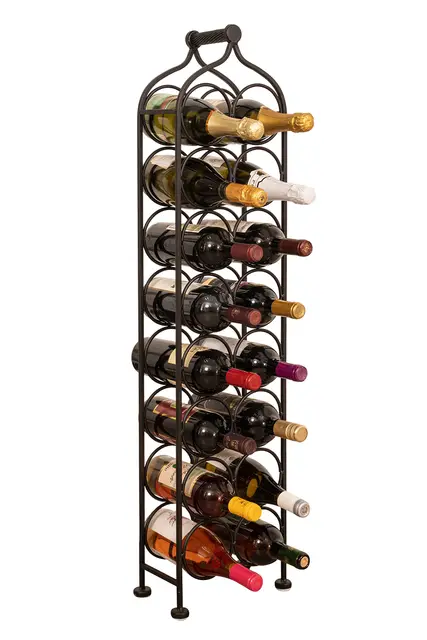 Biscottini Botellero Vino Metal 105x12x24 cm | Botellero Vino Vertical | Mueble botellero para 16 Botellas | Soporte Botellas Vino y Agua