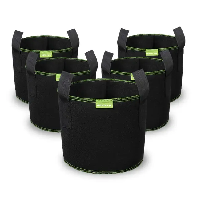 Mactoou 5 Bolsas para Plantar Patatas 40L, Maceta de Tela Cultivo de Patatas con Asas de Plantas, 10 Galones Negro