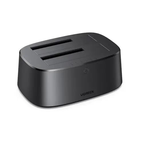 UGREEN Docking Station de Doble Bahía, Base de conexión para Discos Duros USB 3.0 para SATA SSD/HDD de 2,5"/3,5", 5 Gbps Adaptador Compatible con Clonación Offline y UASP